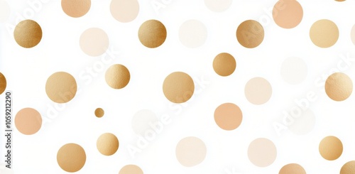 Colorful polka dots in varied sizes scattered against a white background for ...