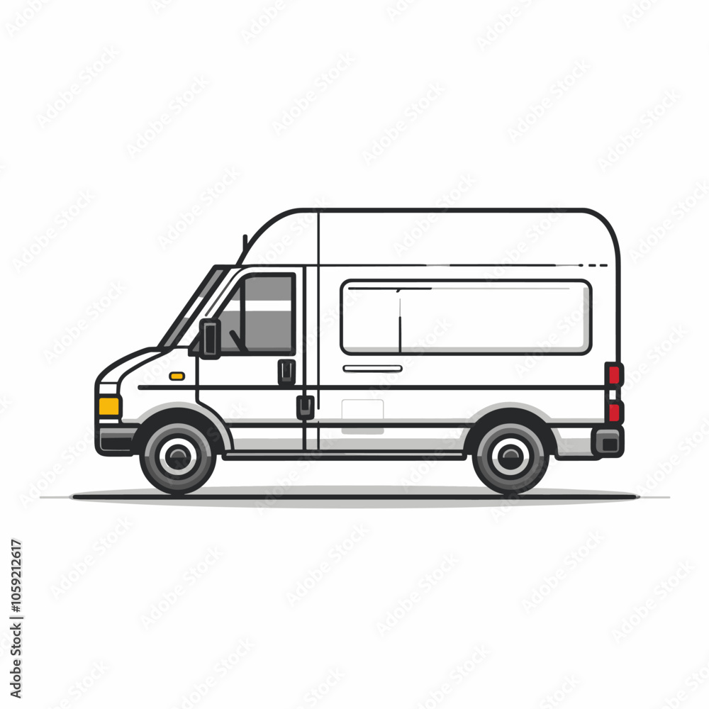 White van is parked on a road. The van is parked in a parking lot White van is parked on a road. The van is parked in a parking lot