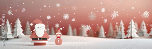 Paper Cutout Santa in a Winter Wonderland