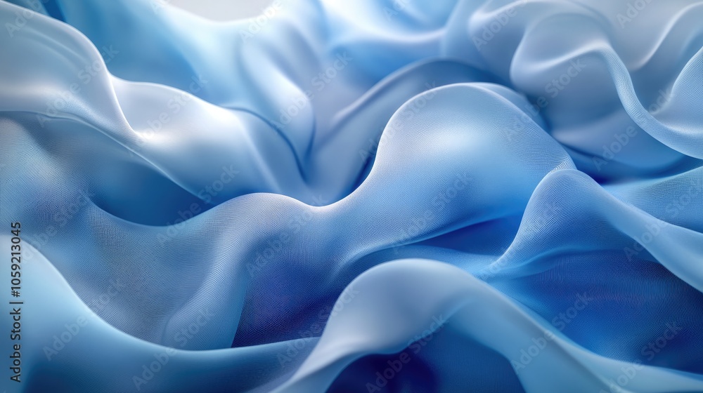 A serene abstract image with smooth blue waves flowing from light to dark shades on a white backdrop, creating an elegant and tranquil atmosphere, perfect for contemporary backgrounds A serene abstract image with smooth blue waves flowing from light to dark shades on a white backdrop, creating an elegant and tranquil atmosphere, perfect for contemporary backgrounds
