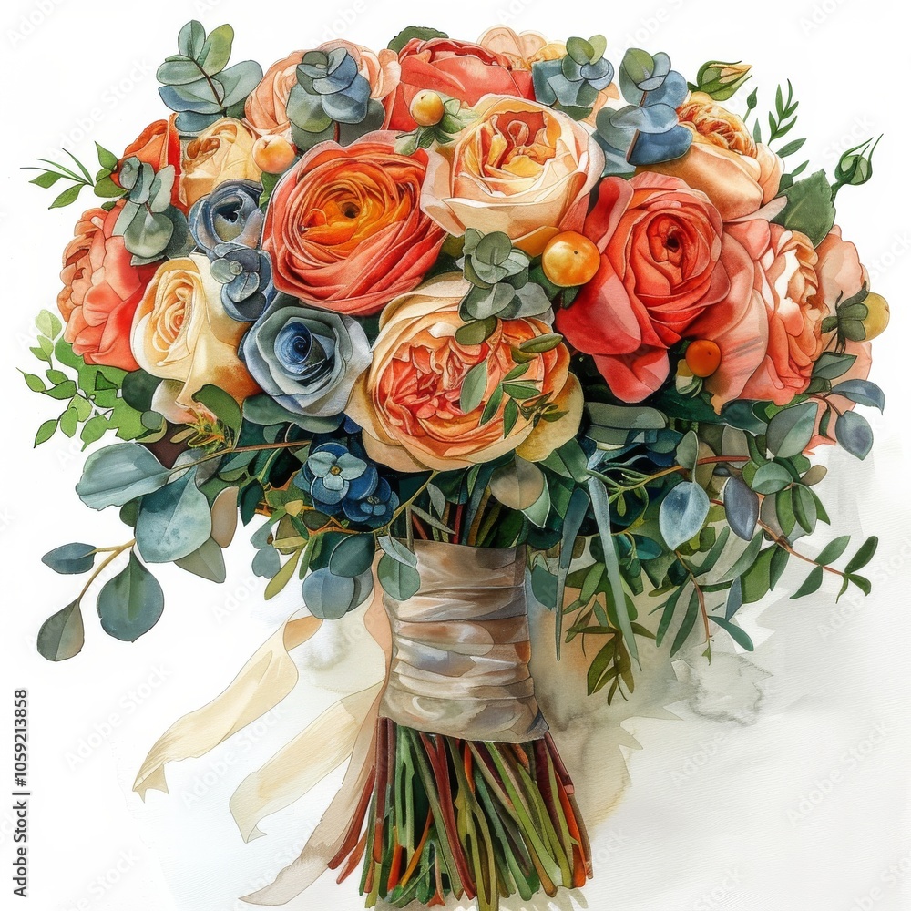 Obraz premium Bouquet of Blue, Pink, and White Flowers