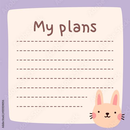 Cute to do list template. Kawaii design of daily planner, schedule or checklist. Perfect for agenda, planning, memo, notes, self-organization. Vector hand-drawn illustration. Stationery for children.