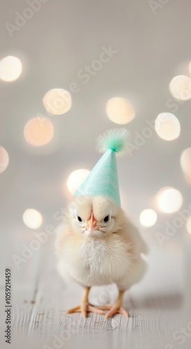 Chick in Party Hat With Lights