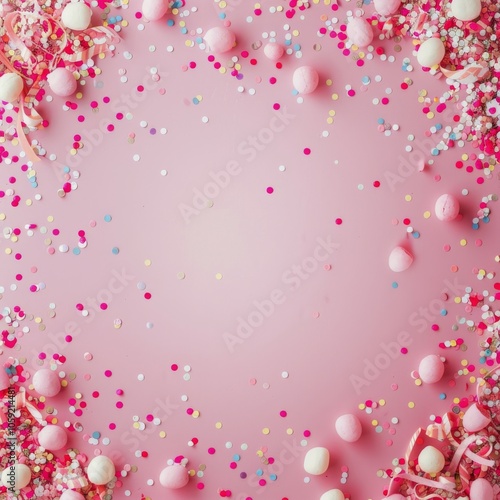 Pink Background With Confetti