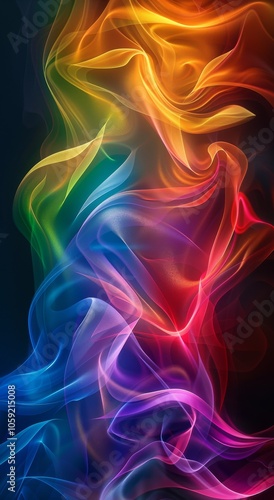 Abstract Rainbow Wavy Lines Digital Art