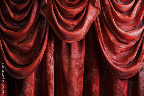 Red Velvet Curtains Draped for a Stage Performance