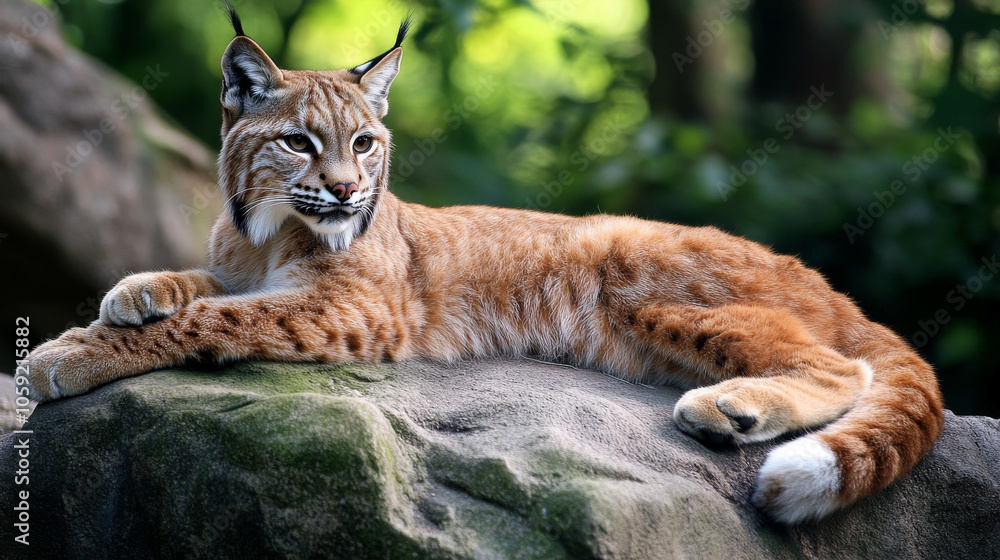 Fototapeta premium A Eurasian lynx lives at the Straubing zoo.