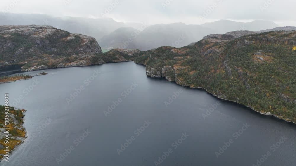 Aerial View of Serene Lake Surrounded by Mountains Aerial View of Serene Lake Surrounded by Mountains