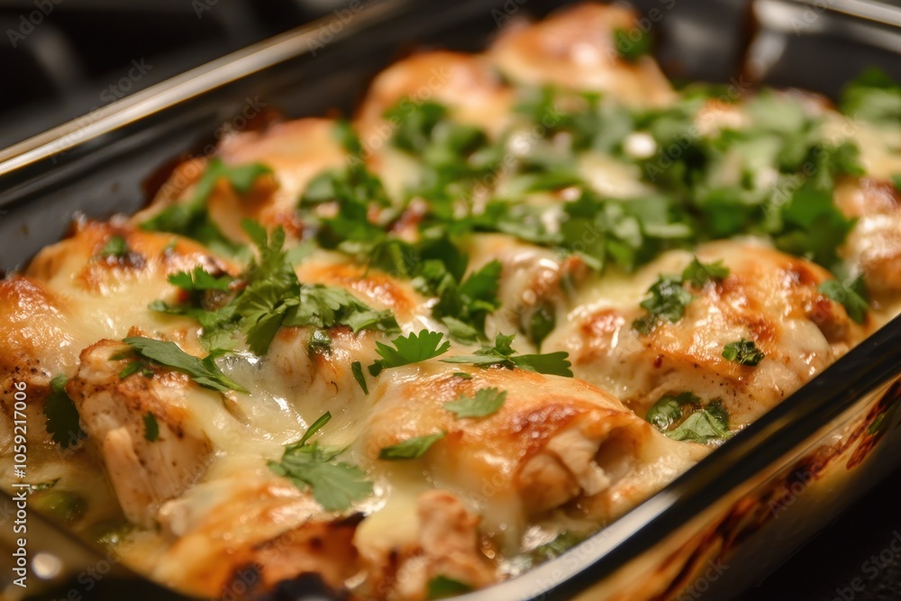 Chicken and cilantro enchiladas with tomatillos made at home Chicken and cilantro enchiladas with tomatillos made at home