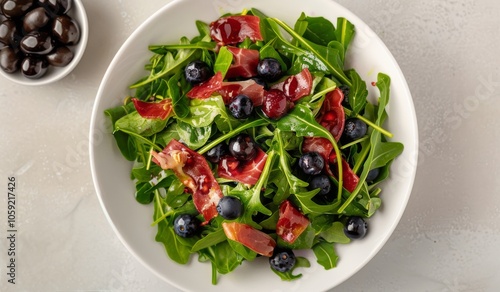 Blueberry Salad With Greens and Prosciutto