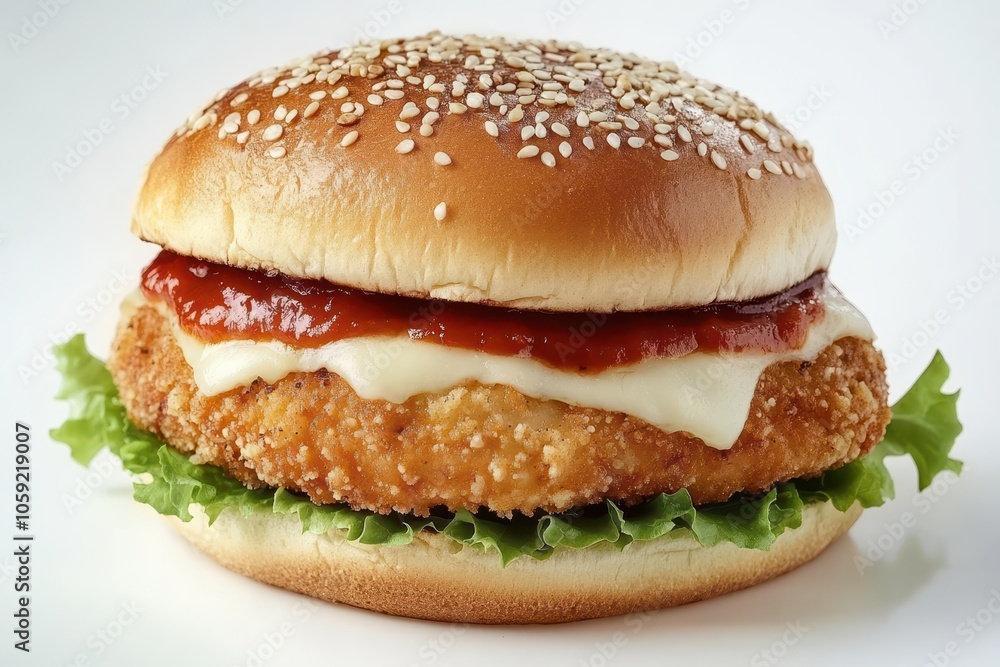 Chicken parmesan sandwich Classic breaded chicken on a sesame bun with melted mozzarella tomato sauce and fresh toppings Chicken parmesan sandwich Classic breaded chicken on a sesame bun with melted mozzarella tomato sauce and fresh toppings