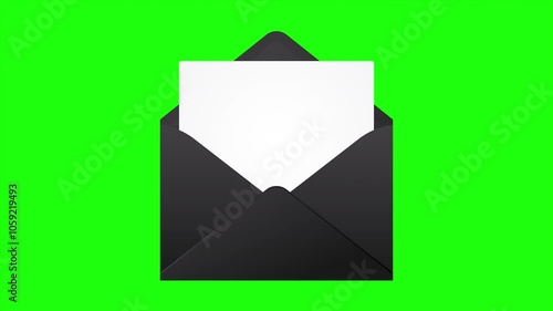 Animation of the opening envelope with white paper. Email message icon animation. Message notification animation. Mail and messaging icon
