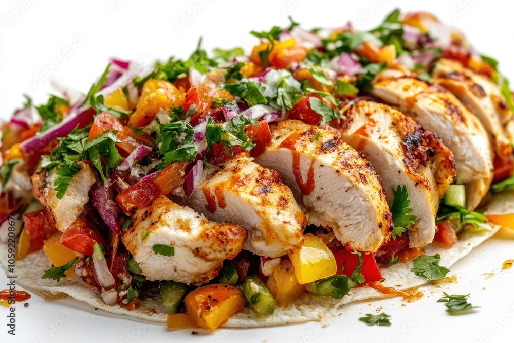 Chicken shawarma roll with vegetable salad on white background Chicken shawarma roll with vegetable salad on white background
