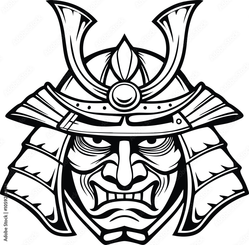 samurai mask vector illustration black and white samurai mask vector illustration black and white