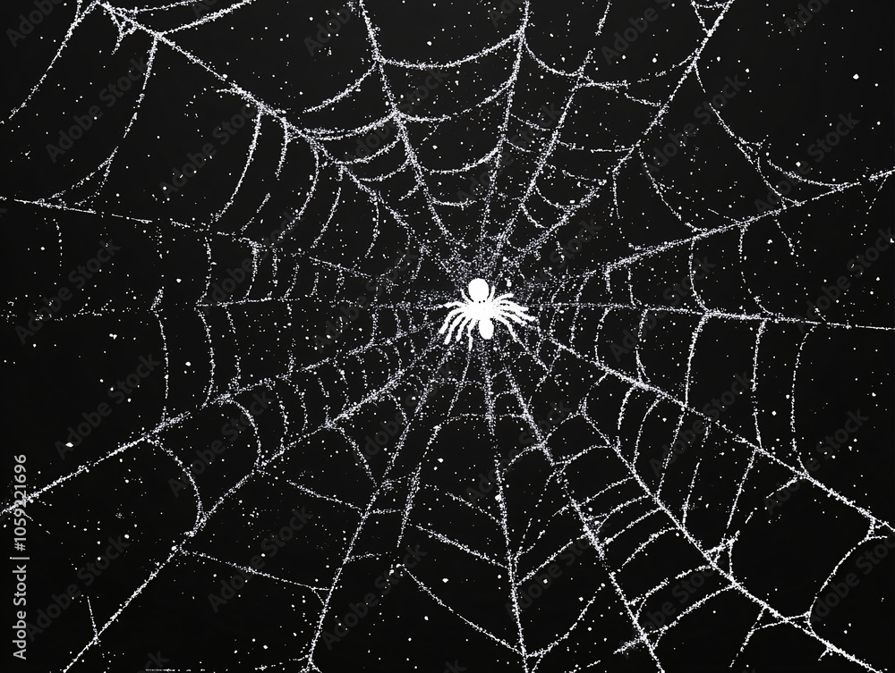Fototapeta premium a spider's web with a night sky background, highlighting the intricate details and patterns of the spider's silk.