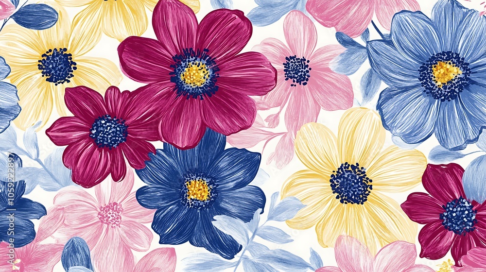 Hand-drawn flower stickers for scrapbooking Hand-drawn flower stickers for scrapbooking