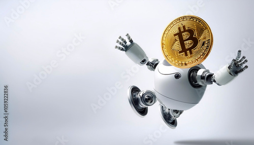 Wallpaper Mural AI Robot Holding Gold Coin floating or flying isolated white background Torontodigital.ca