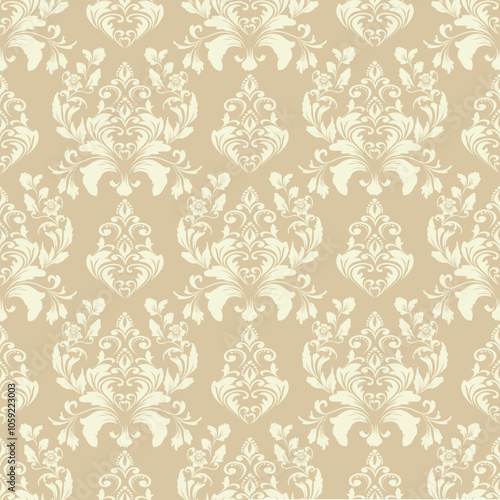 damask seamless pattern element. Classical luxury old fashioned damask ornament, royal victorian seamless texture. 