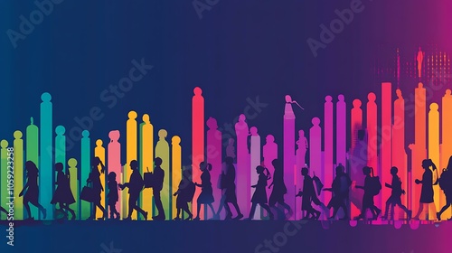 Population growth chart in infographic style with vibrant colors