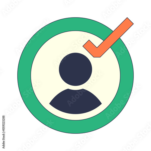 Silhouette of a person with a checkmark symbolizing approval or verification.