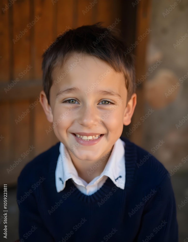 portrait of a smiling boy in a white shirt and a blue sweater portrait of a smiling boy in a white shirt and a blue sweater
