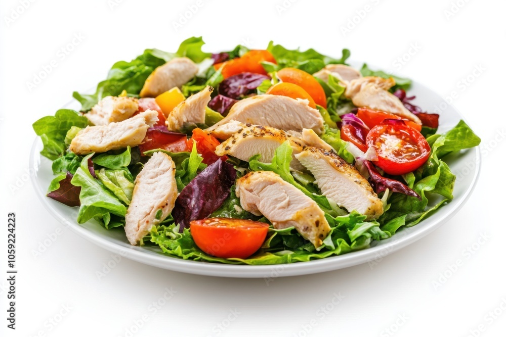 Salad of fresh vegetables with chicken meat. Healthy lunch menu Salad of fresh vegetables with chicken meat. Healthy lunch menu