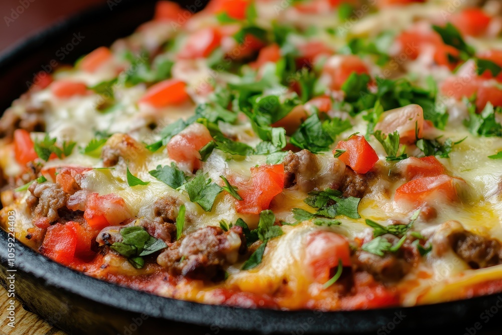 Classic Mexican meat dish with cheese and veggies Classic Mexican meat dish with cheese and veggies
