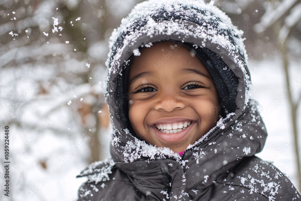 A child smiling in a winter coat, catching snowflakes, snowy background, warm clothing, joyful 4 A child smiling in a winter coat, catching snowflakes, snowy background, warm clothing, joyful 4