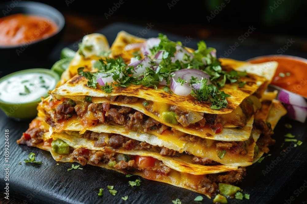Classic Mexican quesadilla with pork also known as Classic Mexican quesadilla with pork also known as