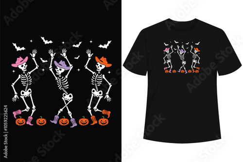 Dancing Skeletons Dance Cowboy Western Halloween Costume Men T-Shirt