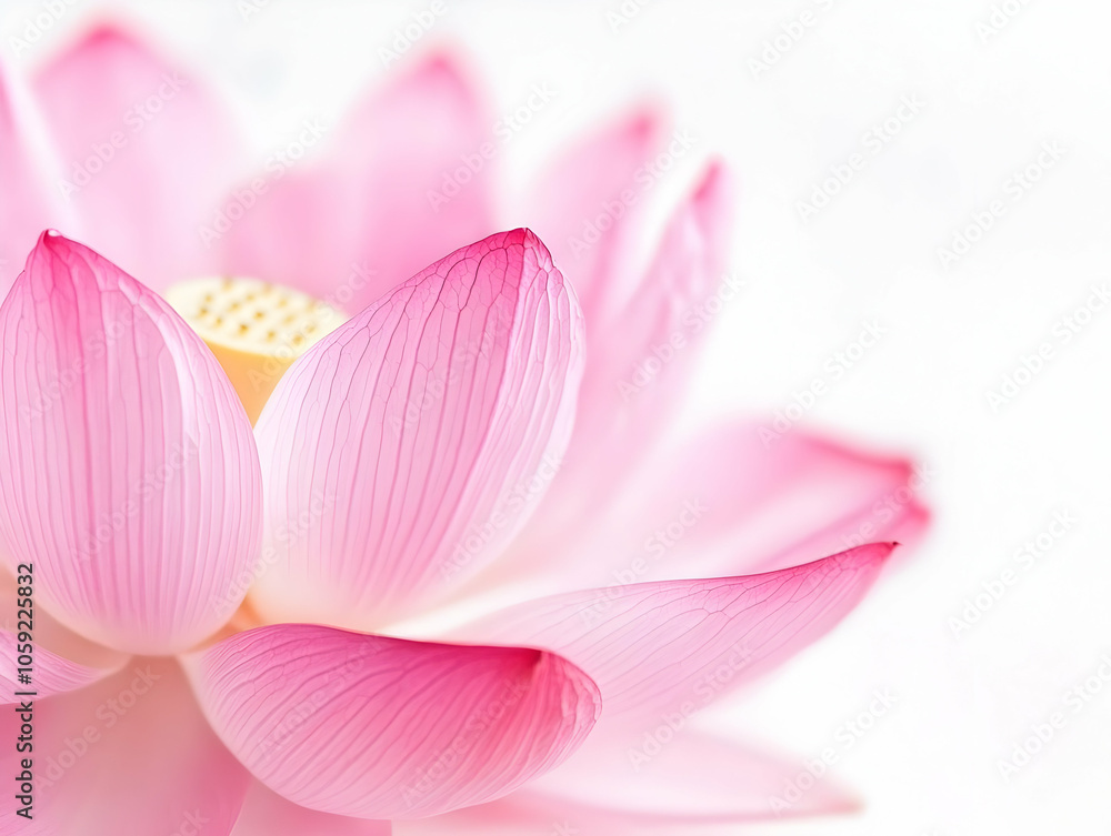 A close-up of a pink lotus flower with delicate petals against a soft background. A close-up of a pink lotus flower with delicate petals against a soft background.