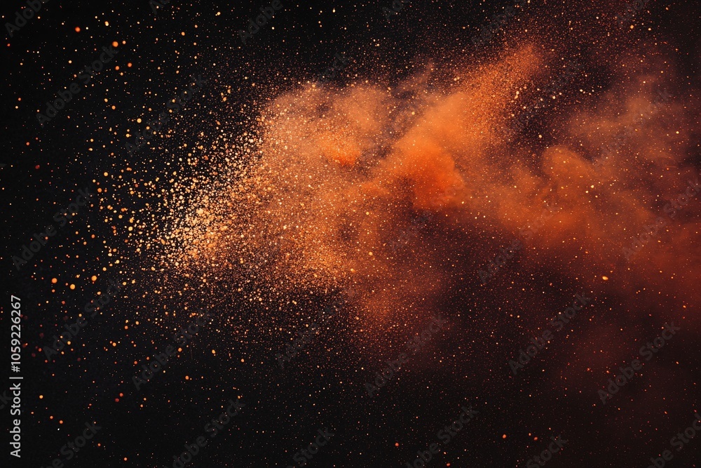 Orange Dust Explosion on Black Background - Abstract Art Photography Orange Dust Explosion on Black Background - Abstract Art Photography