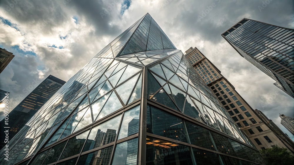 Modern Geometric High Rise Structure in Urban Landscape Modern Geometric High Rise Structure in Urban Landscape