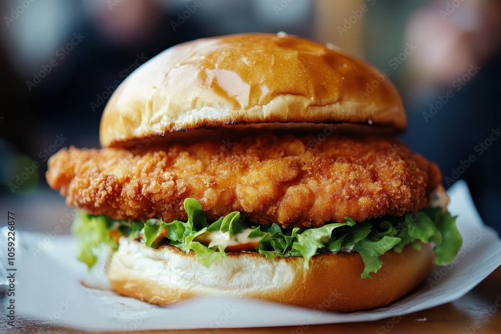 Close up of a bun with freshly made chicken schnitzel Close up of a bun with freshly made chicken schnitzel