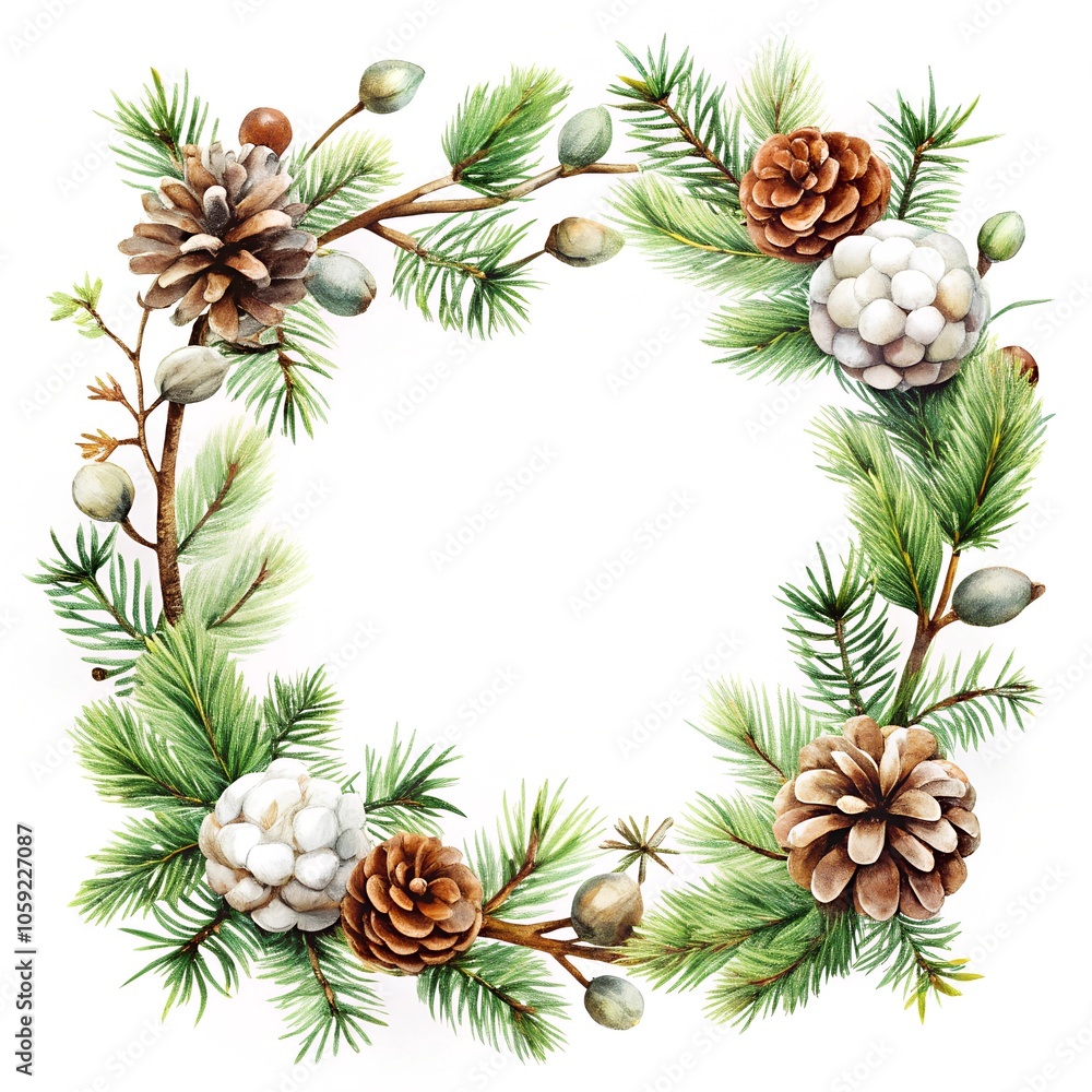 christmas frame with pine cones christmas frame with pine cones
