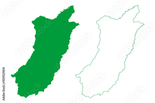 Jordao municipality (Acre state, Municipalities of Brazil, Federative Republic of Brazil) map vector illustration, scribble sketch Jordao map