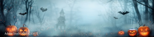 Haunted Forest With Jack-O-Lanterns on Halloween Night