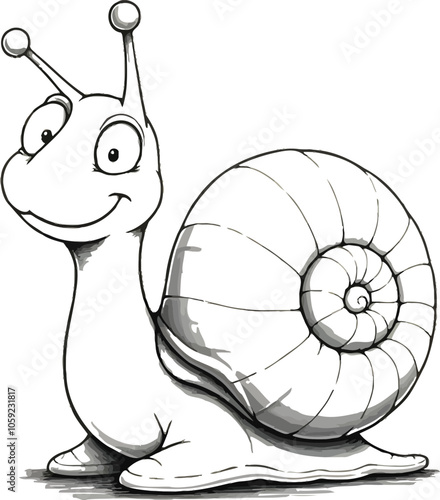 A Cute Snail With Happy Smiling Face Expression Crawling On Ground Cartoon Flat Character Illustration Animal Nature Icon Concept