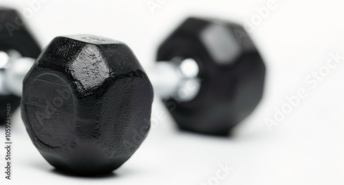 Black Dumbbell on White Background