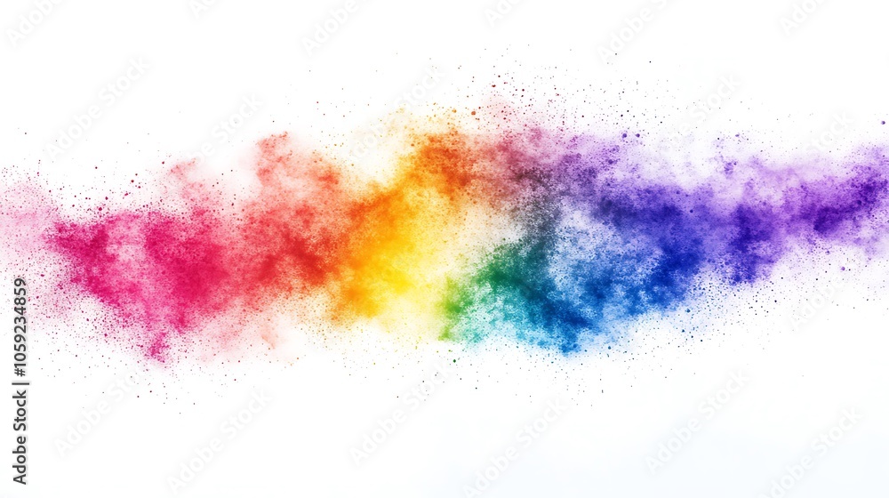 Bright and energetic rainbow burst over a clean white backdrop Bright and energetic rainbow burst over a clean white backdrop