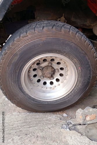 Close-Up Detail of Car Wheel Rim