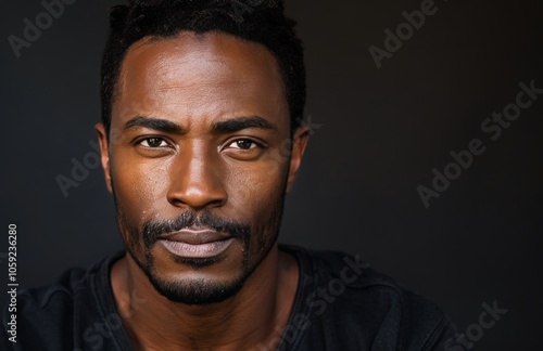 Close Up Portrait of a Young Man With Short Hair and a Goatee