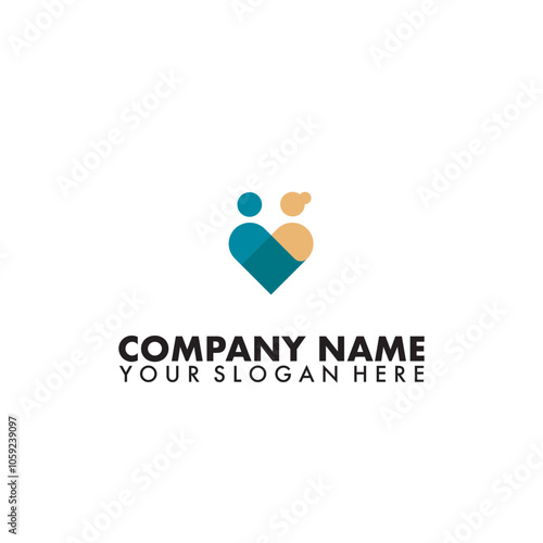 Elderly healthcare heart shaped logo. 