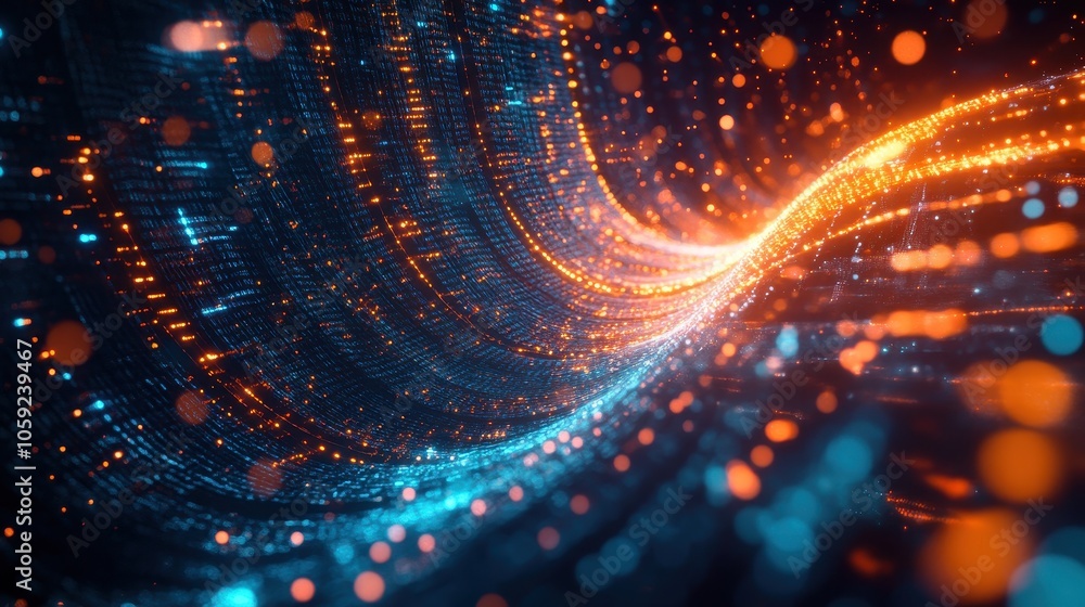 Abstract Orange and Blue Light Trails - Futuristic Technology Background Abstract Orange and Blue Light Trails - Futuristic Technology Background