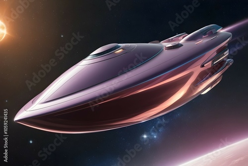 futuristic galactic gondola cruising through stars for space exploration themes