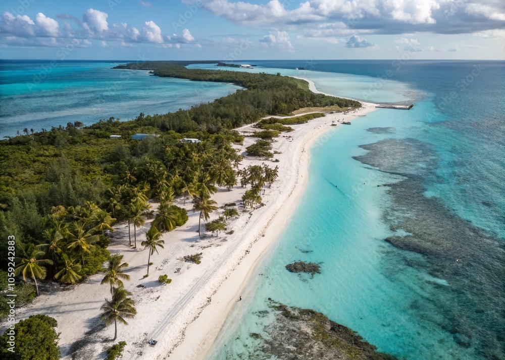Obraz premium Aerial View of Nassau, Bahamas: Stunning Coastline with White Sand and Turquoise Waters for Paradise Beach Imagery