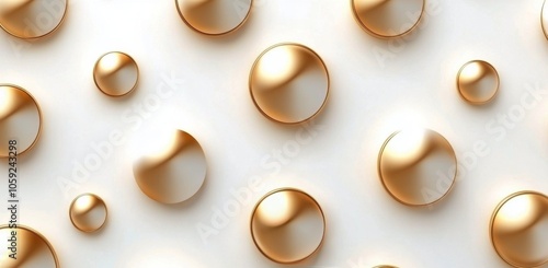 Golden droplets form an elegant pattern on a smooth, light background