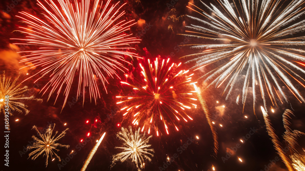Fototapeta premium Spectacular fireworks display lighting up the night sky