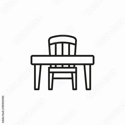 desk table chair icon sign vector