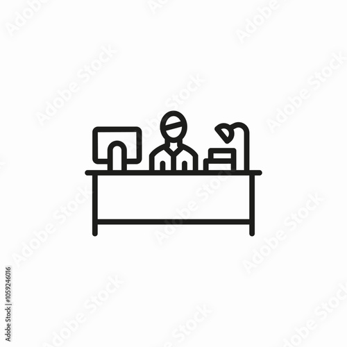 working desk place icon sign vector